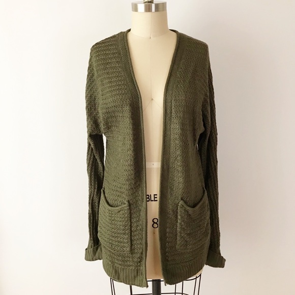 Stitch Fix Pinque Forest Olive Green Cardigan Long - Picture 4 of 6
